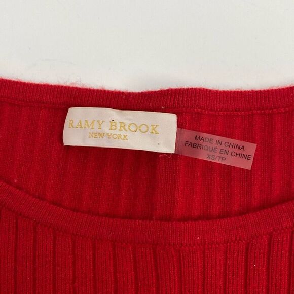 Ramy Brook XS Kimila Pullover Sweater Lattice Criss-Cross Arm Cashmere Blend Red - Picture 8 of 13